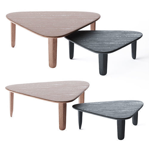 KUYU Triangular solid wood coffee table by Zeitraum 3D model