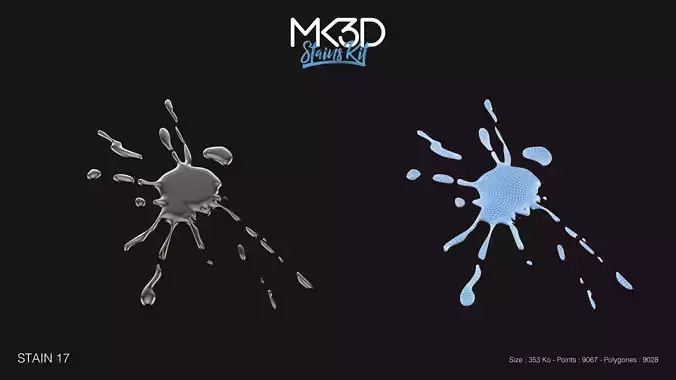 stain-17 two paint splatters 3D model