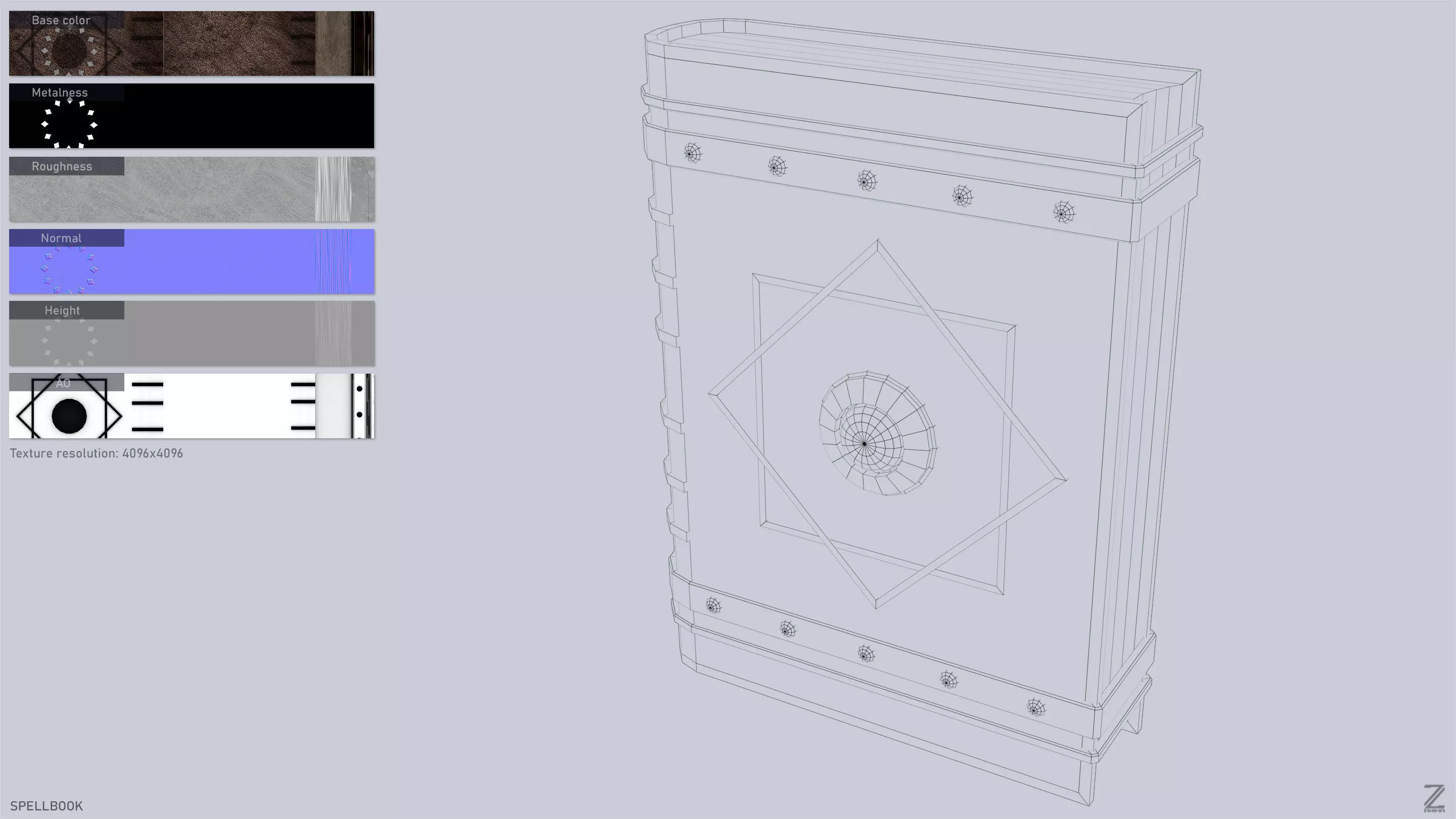 Spellbook Low-poly 3D model_3