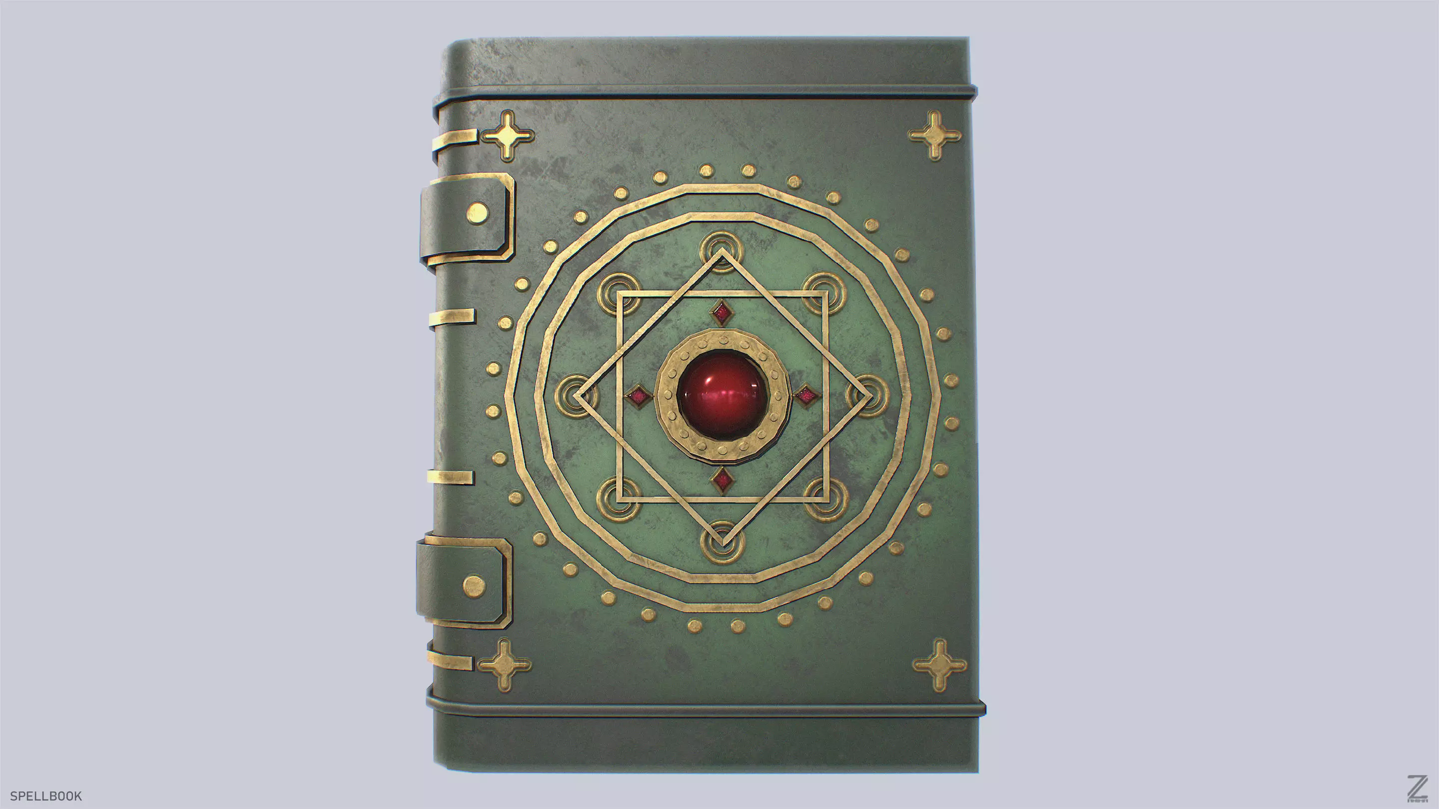 Spellbook Low-poly 3D model_0
