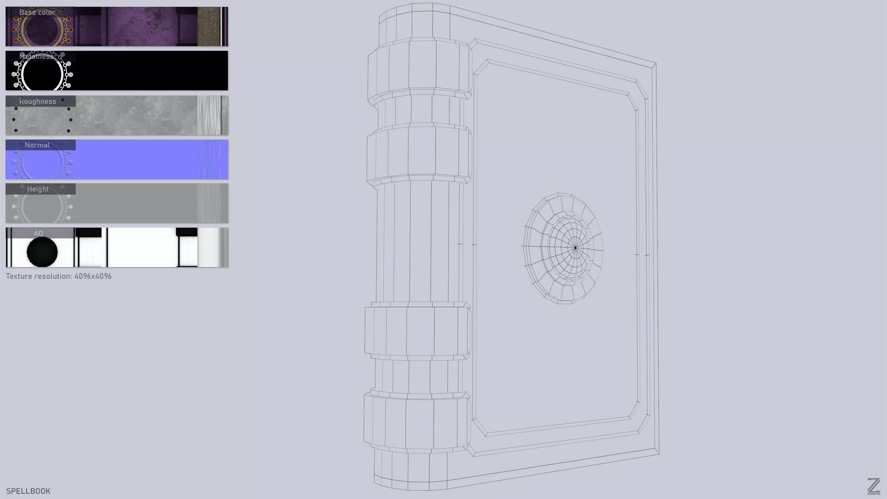 Spellbook Low-poly 3D model_3