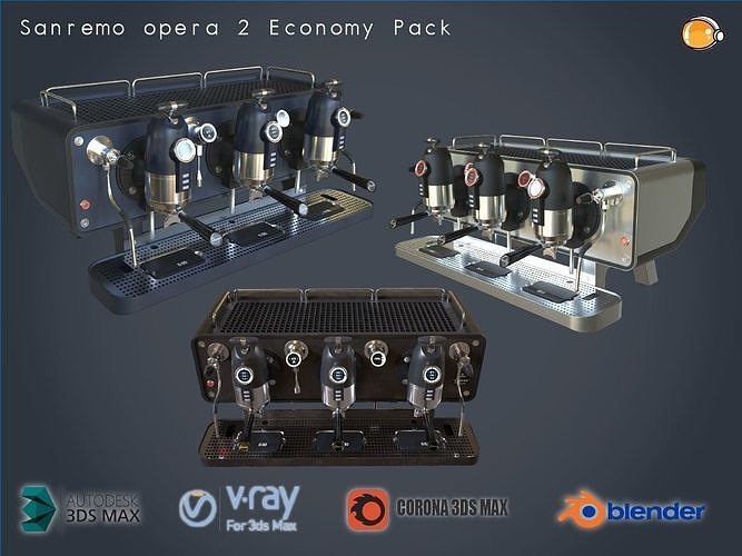 COFFEE MACHINE SANREMO OPERA SET PBR ESPRESSO 3D Model Collection