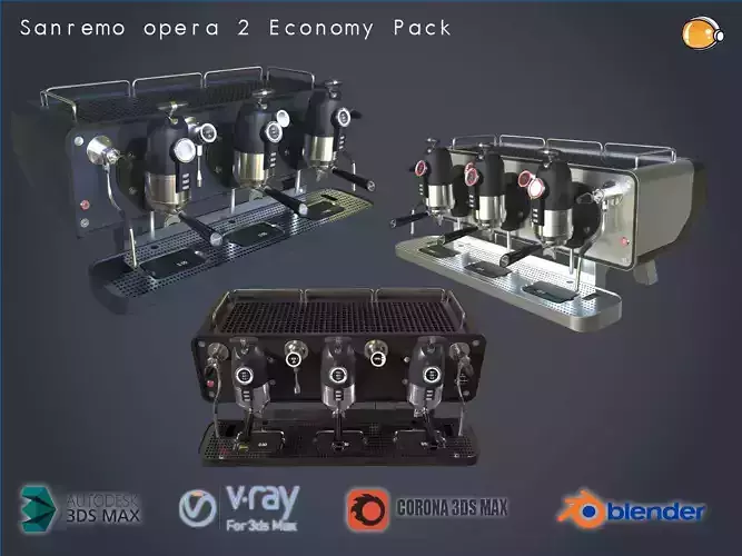 COFFEE MACHINE SANREMO OPERA SET PBR ESPRESSO 3D Model Collection