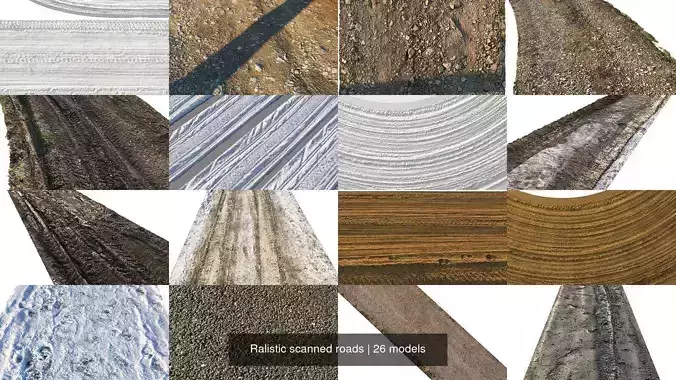 Ralistic scanned roads 3D Model Collection