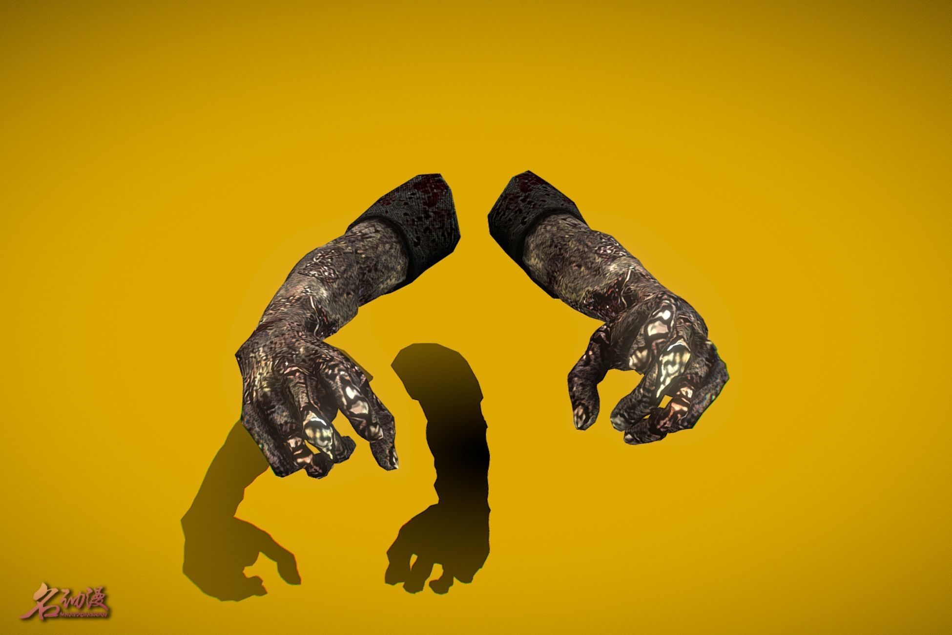 VR FPS Arms Zombie Low-poly 3D model_1