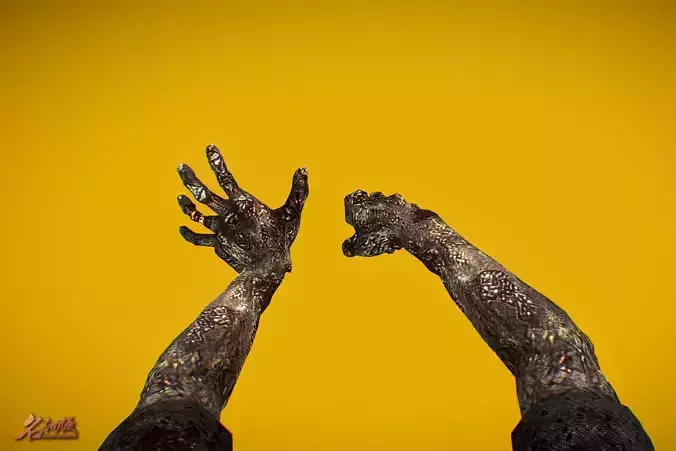 VR FPS Arms Zombie Low-poly 3D model