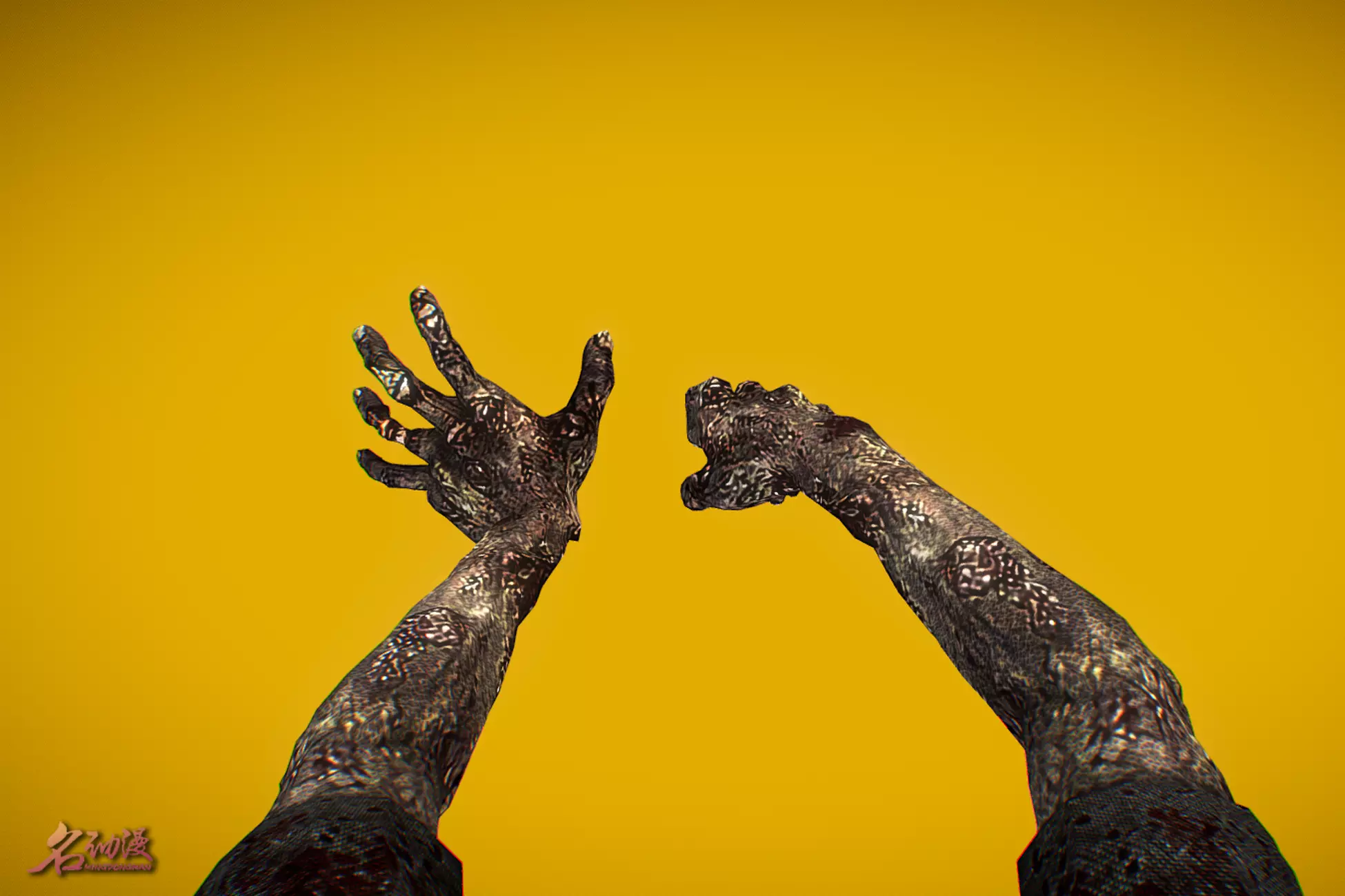 VR FPS Arms Zombie Low-poly 3D model_0