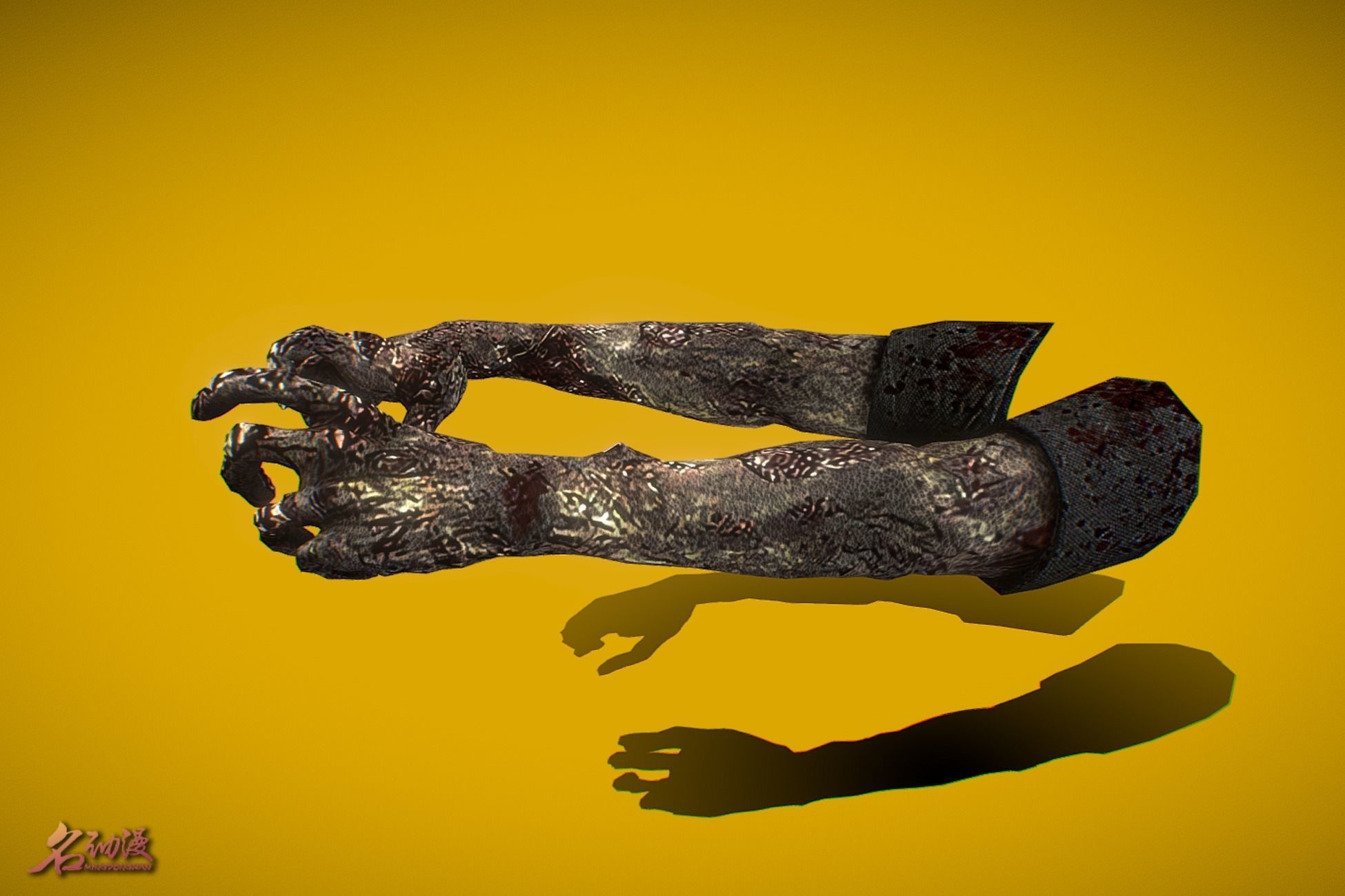 VR FPS Arms Zombie Low-poly 3D model_2