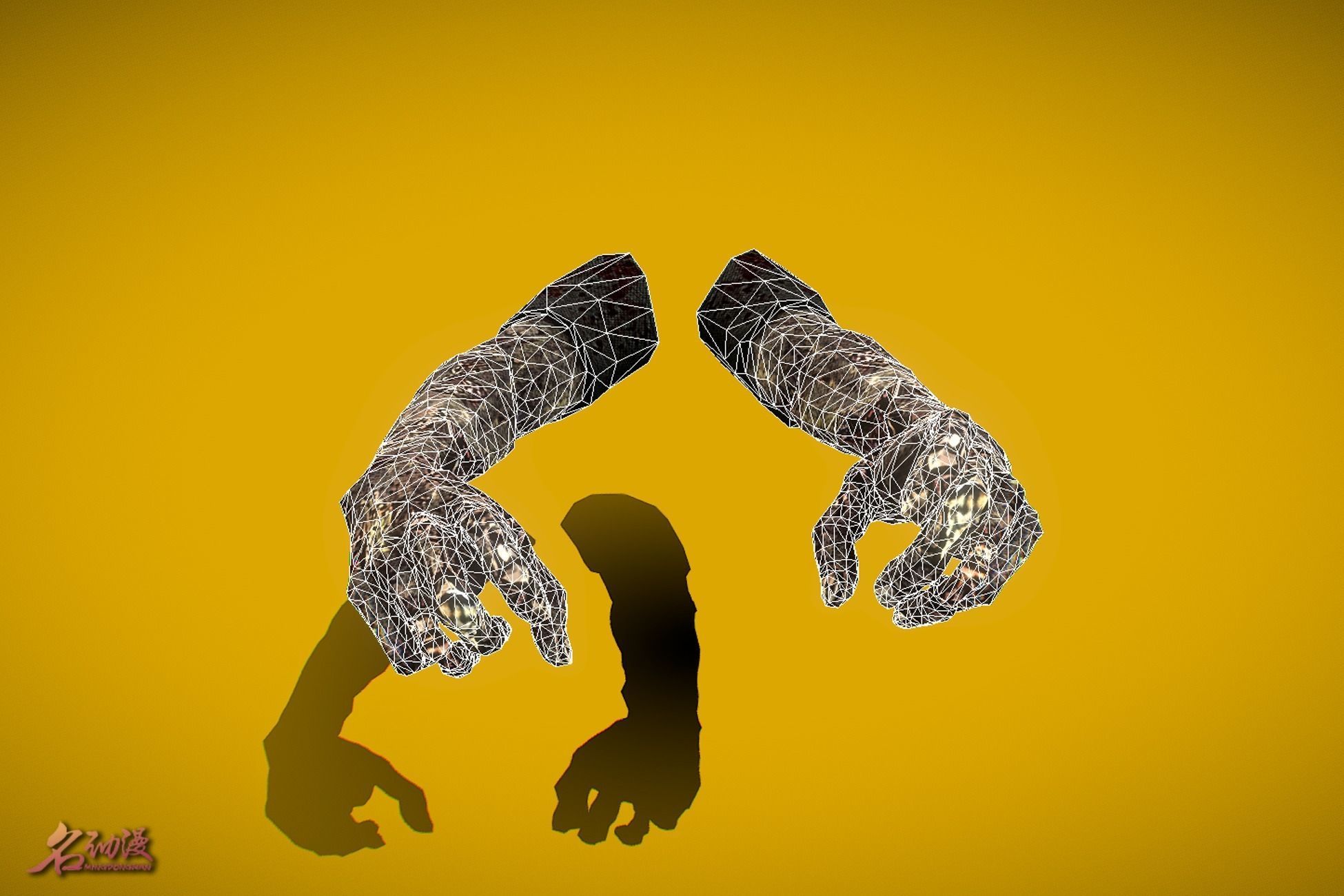 VR FPS Arms Zombie Low-poly 3D model_5