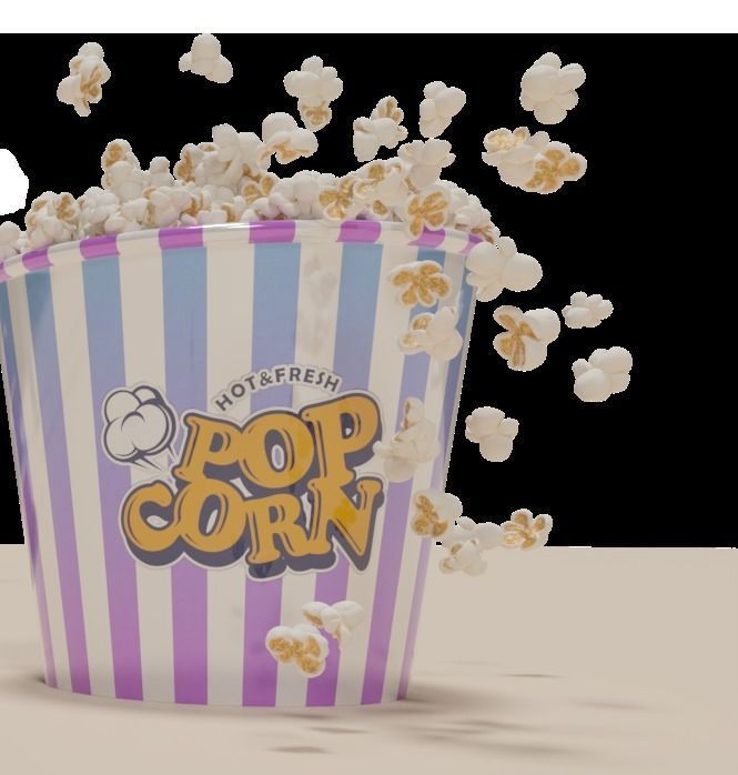 Popcorn two sculptures with flower in middle Low-poly 3D model_4