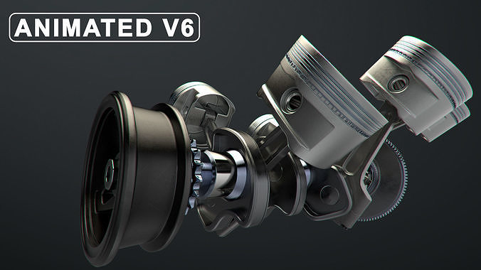 V6 Engine Working Animated 3D model