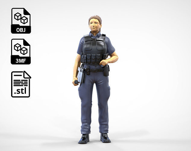 N5 Woman Police Officer Miniature 3D print model 3D print model