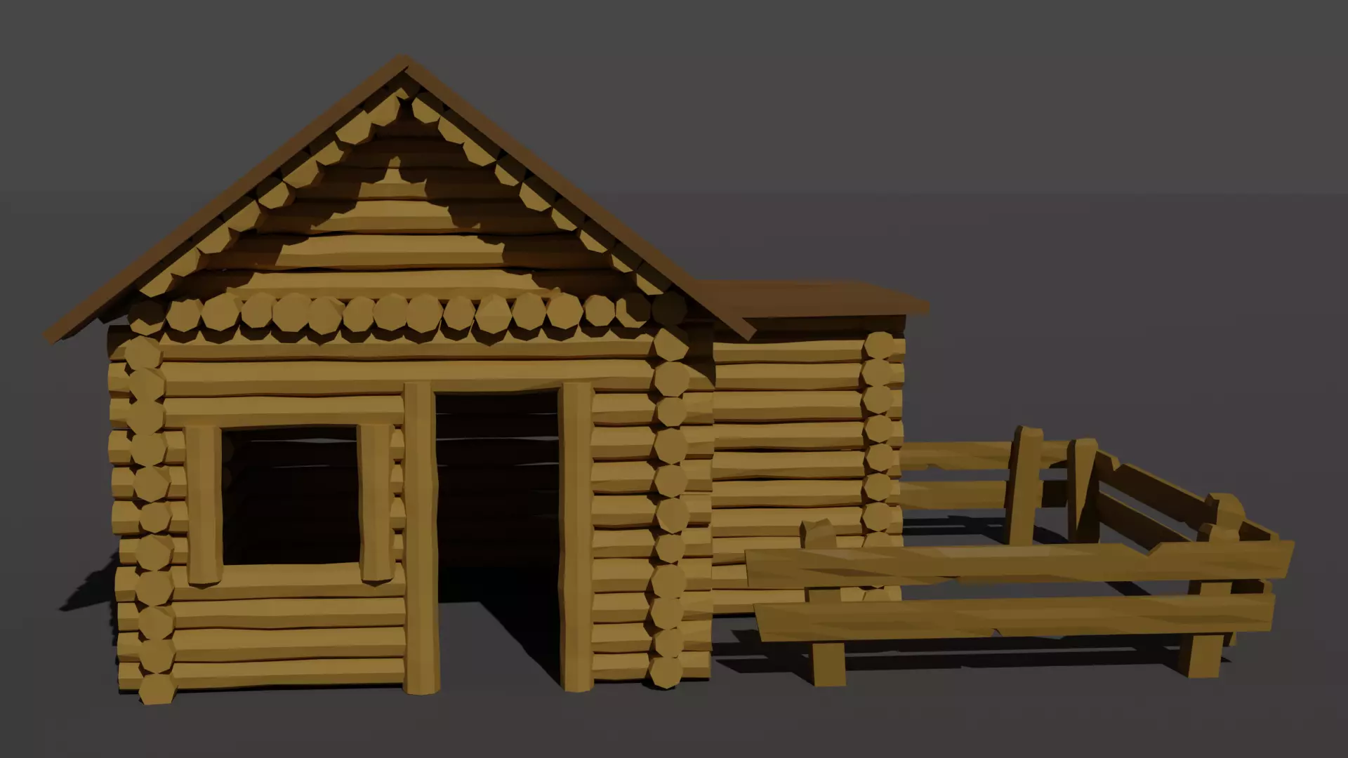 Wooden house Lowpoly Style Low-poly 3D model