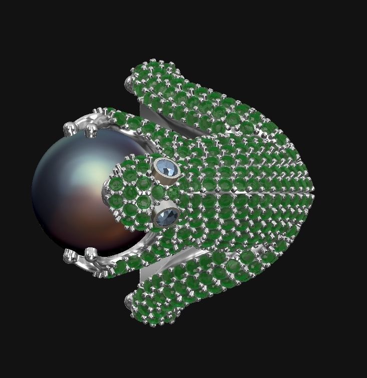 Frog with pearl Ring 3D print model_5