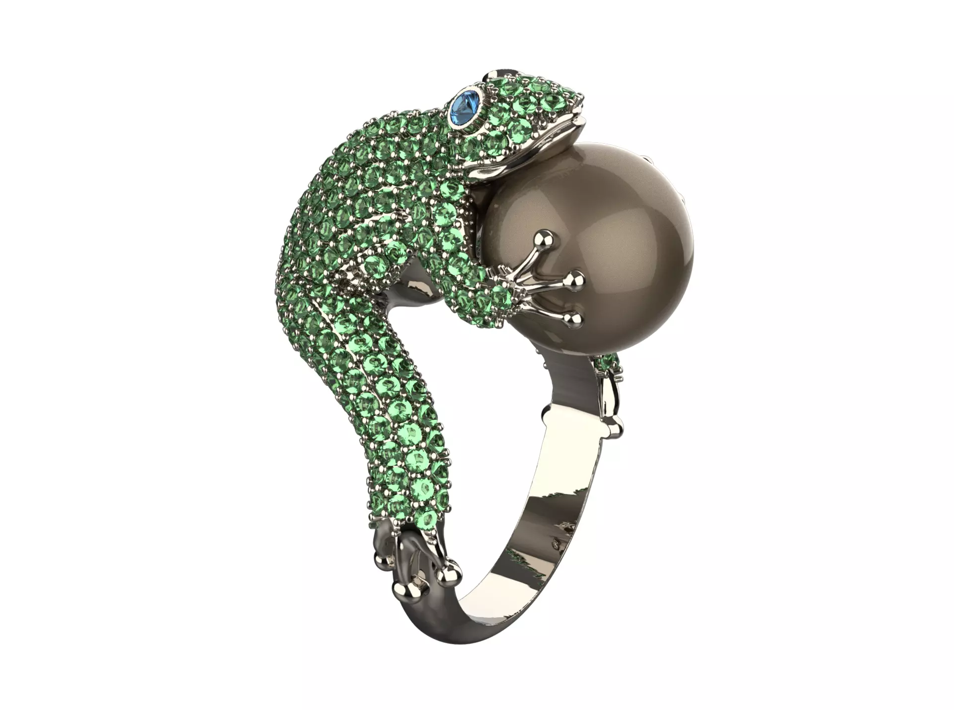 Frog with pearl Ring 3D print model_0