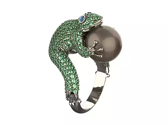 Frog with pearl Ring