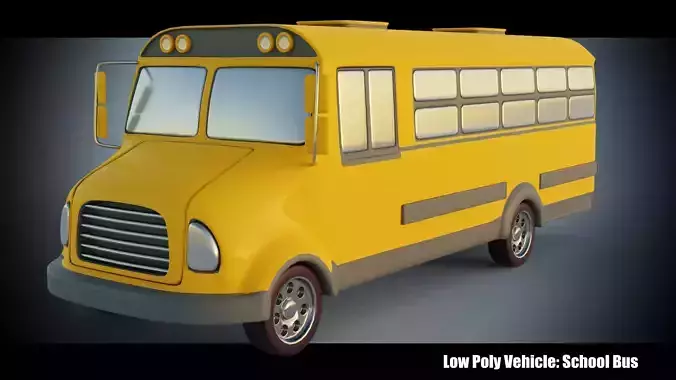 Low Poly Vehicle - Yellow School Bus  Low-poly 3D model