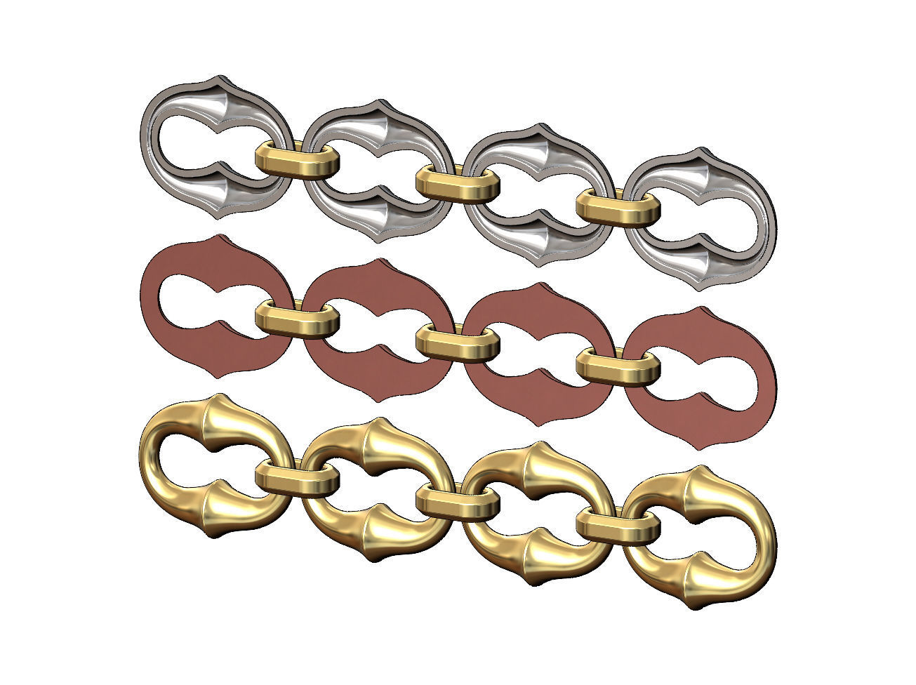 Organic bone chain link 3D print model_2