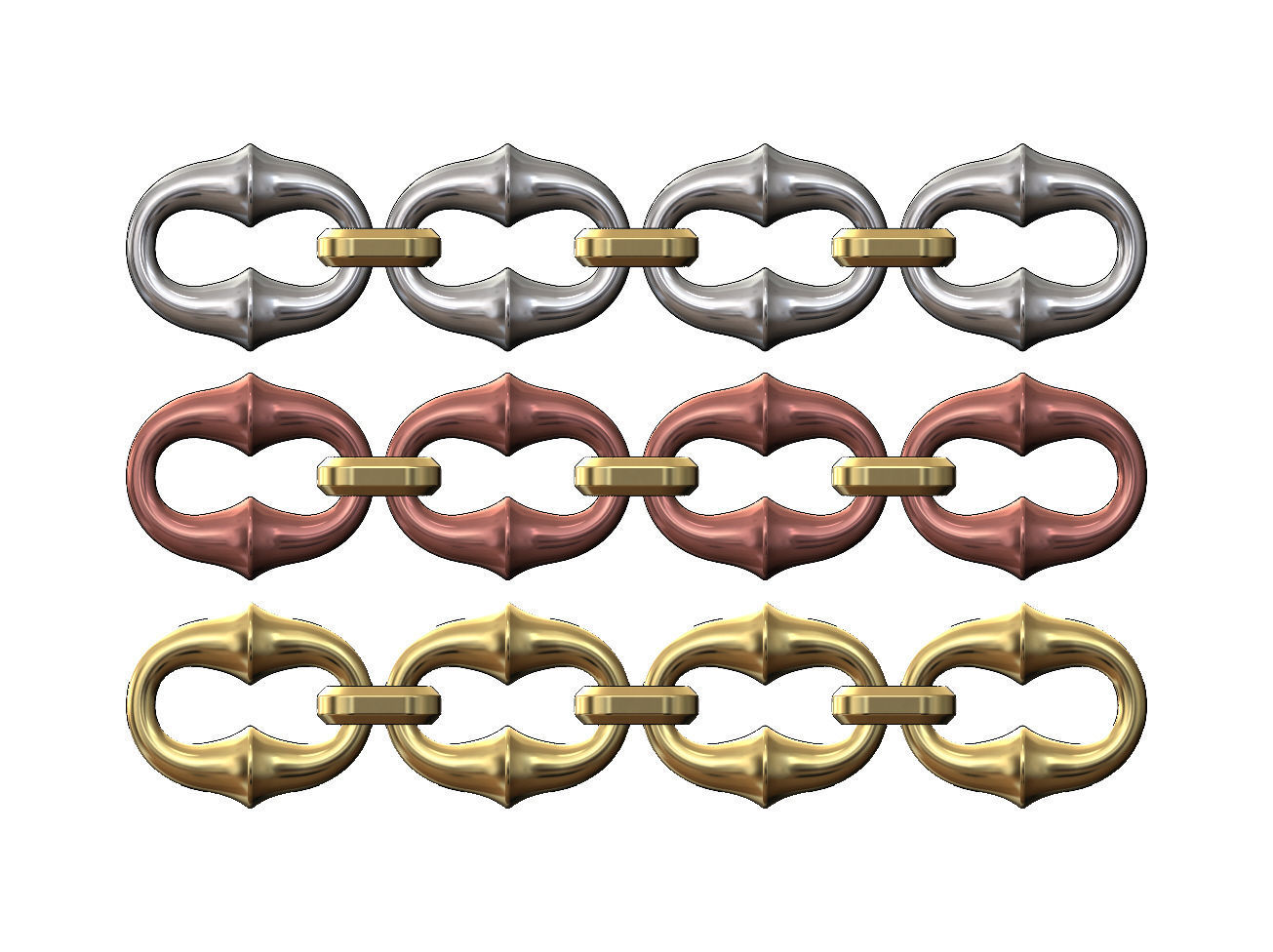 Organic bone chain link 3D print model_1