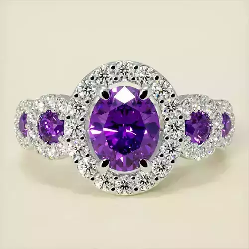 oval Amethyst ring  3D print model