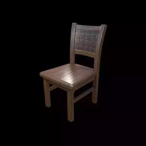 Wooden Rattan chair 3D model