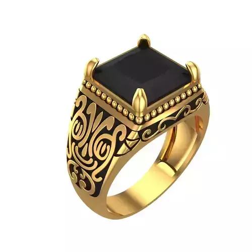 034 - Gents Black Oxodised Antique Ring