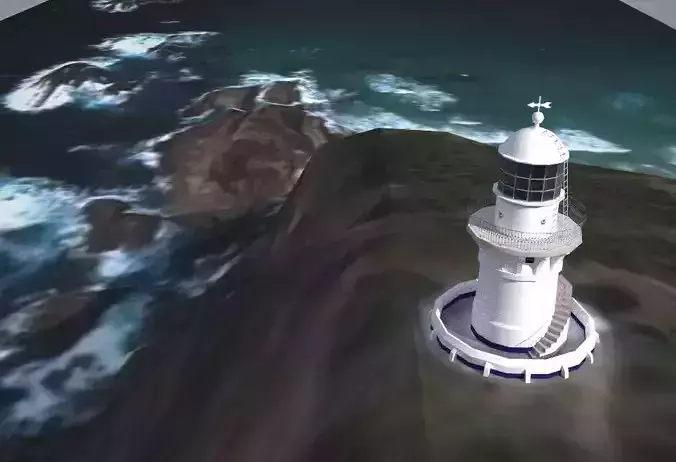 Sugarloaf Point Lighthouse Low Poly 3D model