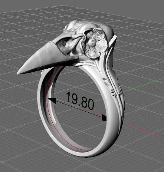 Skull crow ring 3D print model_8