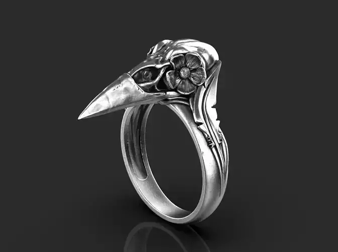 Skull crow ring