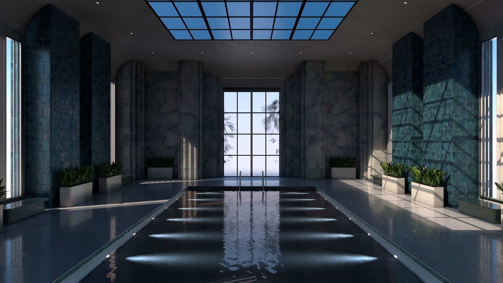 Luxury Resort Indoor Pool 3D model_1