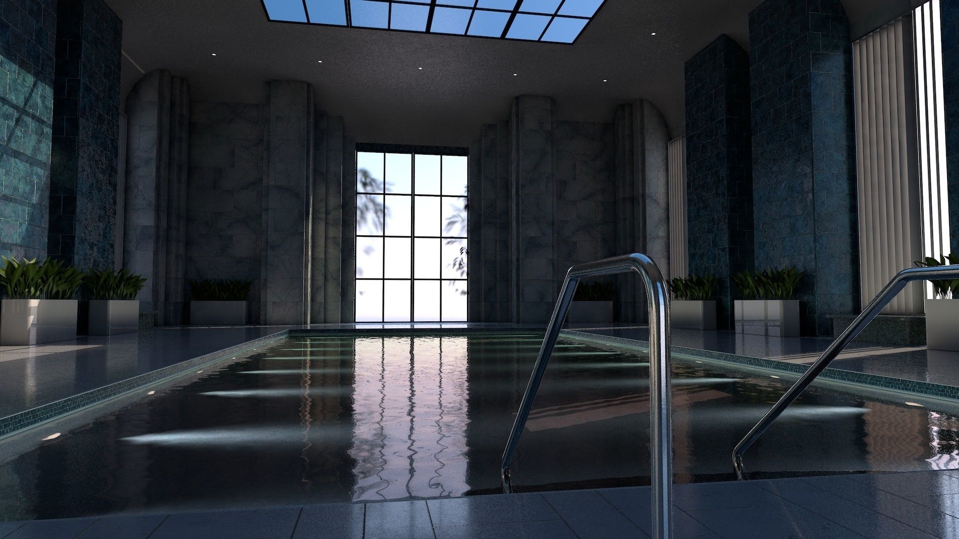 Luxury Resort Indoor Pool 3D model_3