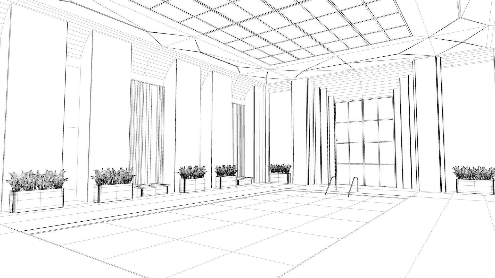 Luxury Resort Indoor Pool 3D model_6