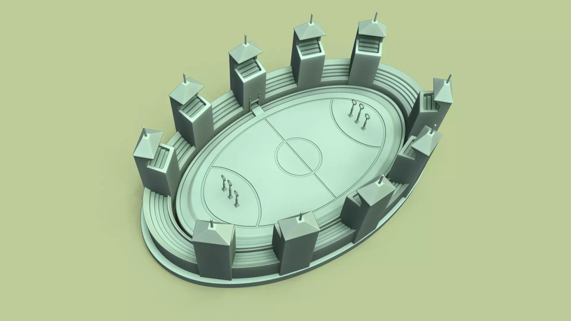 Hogwarts - Quidditch Field - STL Miniature - Harry Potter 3D print model_0