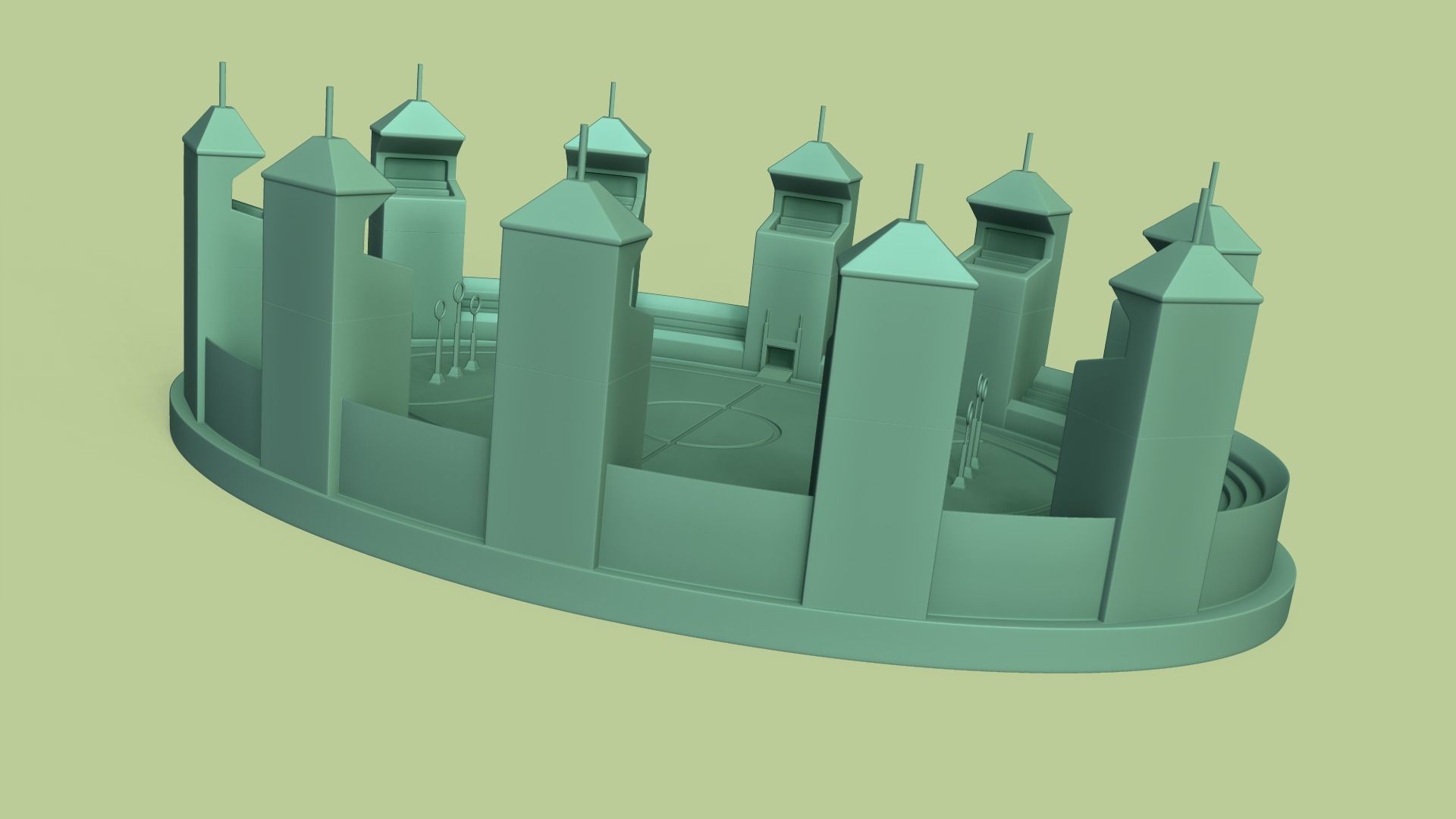 Hogwarts - Quidditch Field - STL Miniature - Harry Potter 3D print model_6