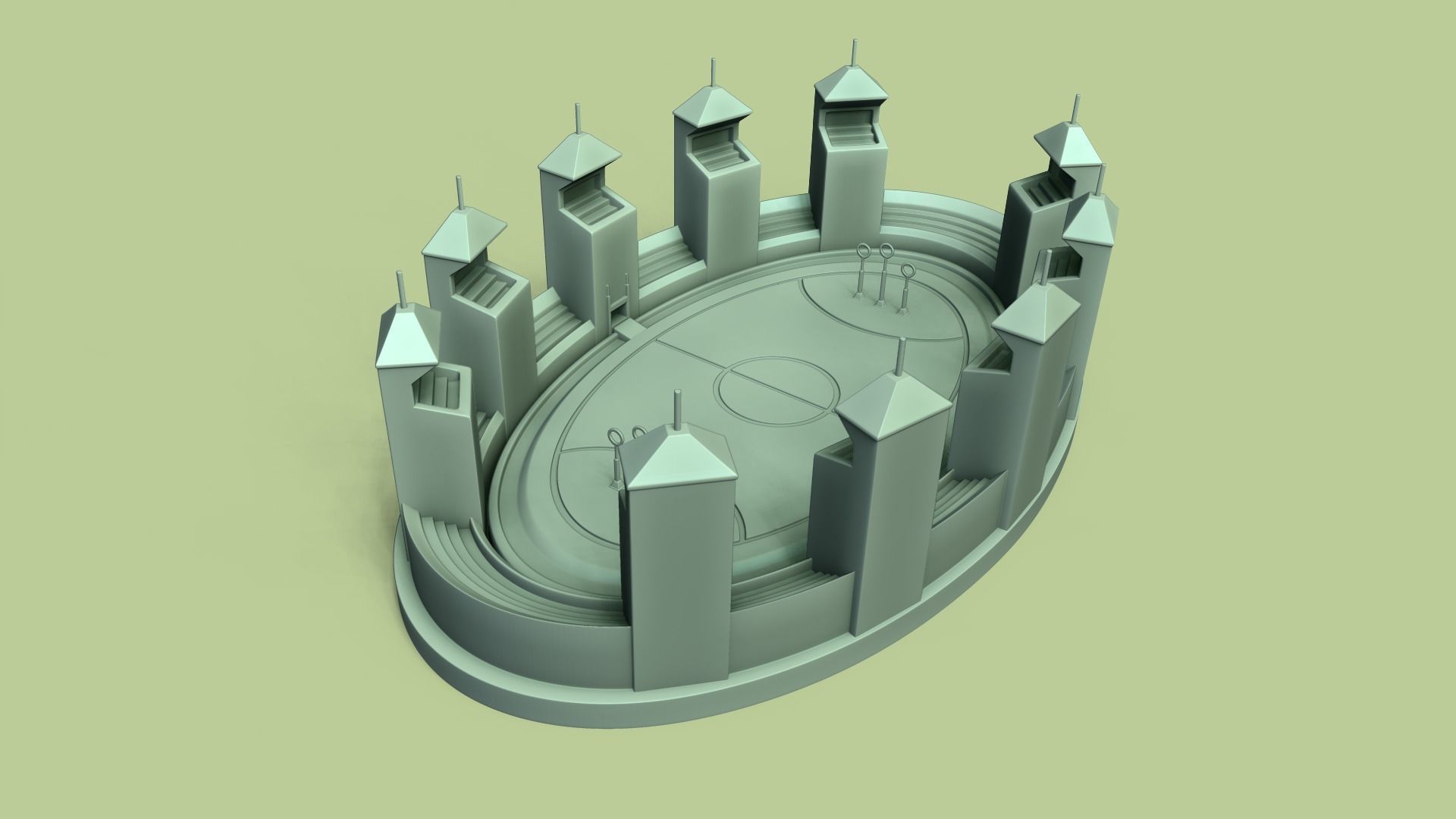 Hogwarts - Quidditch Field - STL Miniature - Harry Potter 3D print model_1