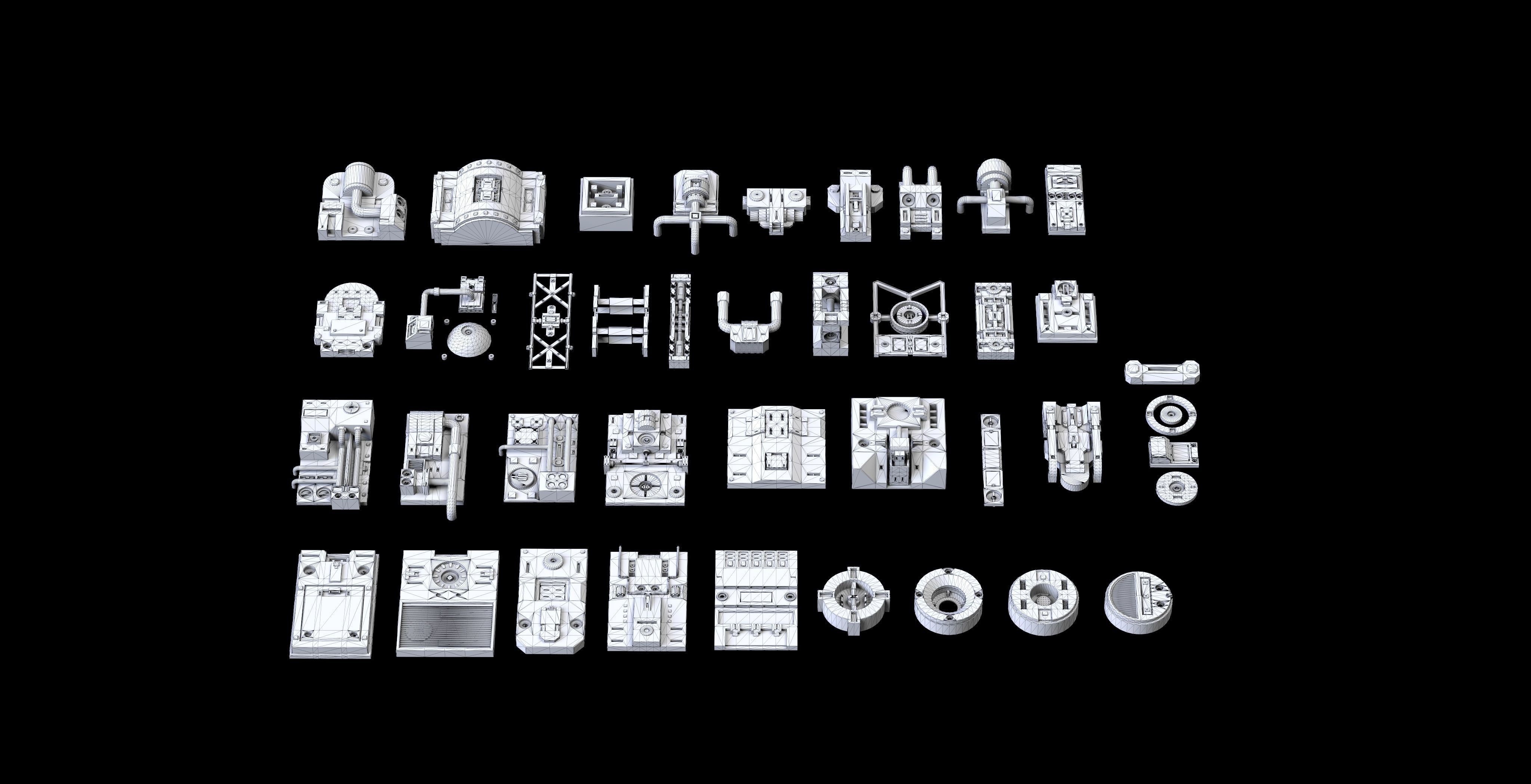 Scifi Greeble Kitbash 3D model_3