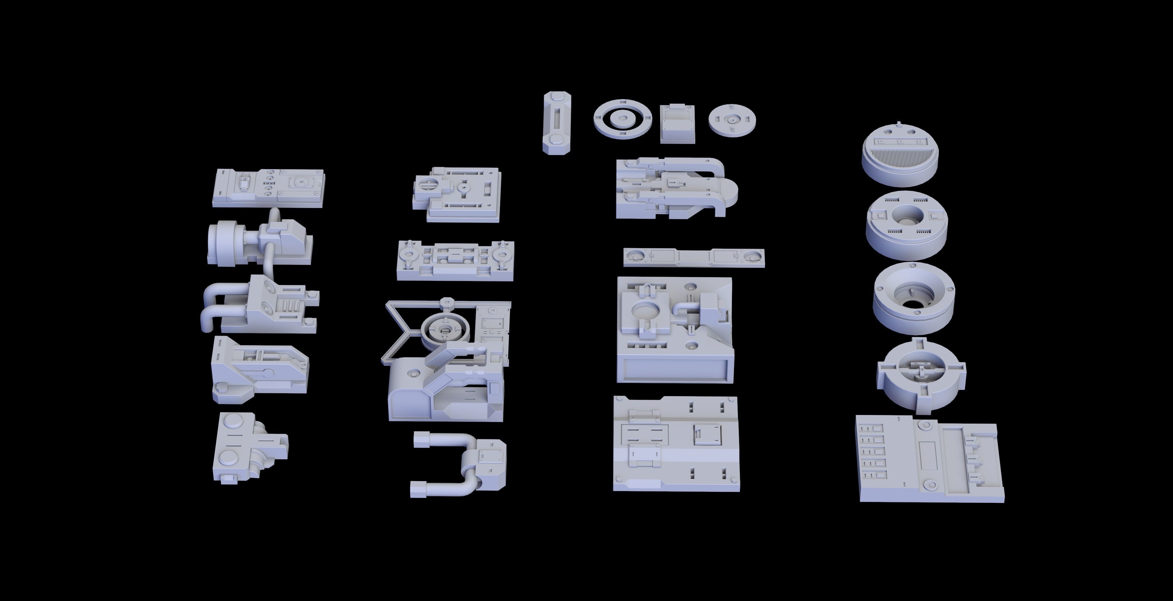 Scifi Greeble Kitbash 3D model_2