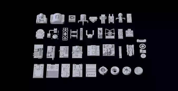 Scifi Greeble Kitbash 3D model