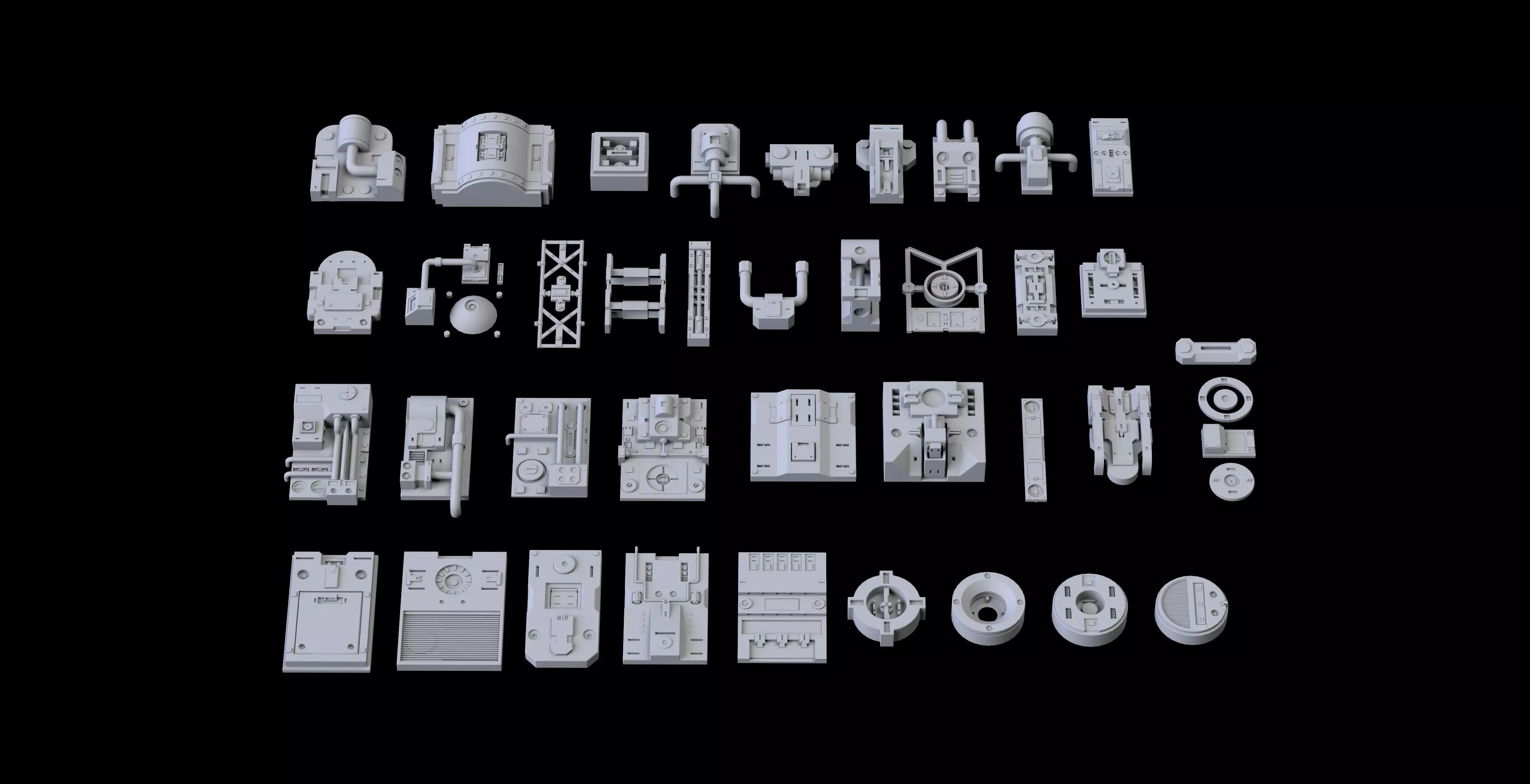 Scifi Greeble Kitbash 3D model_0
