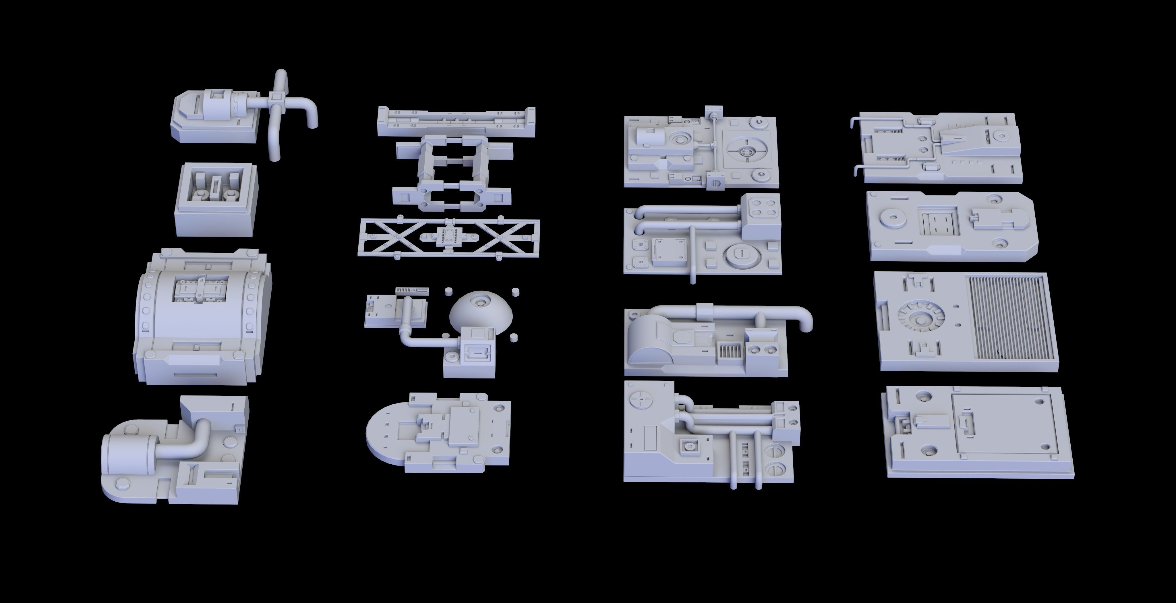 Scifi Greeble Kitbash 3D model_1