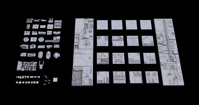 Scifi Greeble Kitbash 3D model