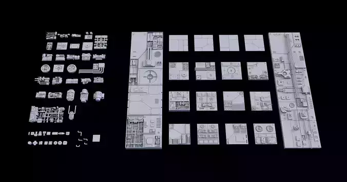 Scifi Greeble Kitbash 3D model