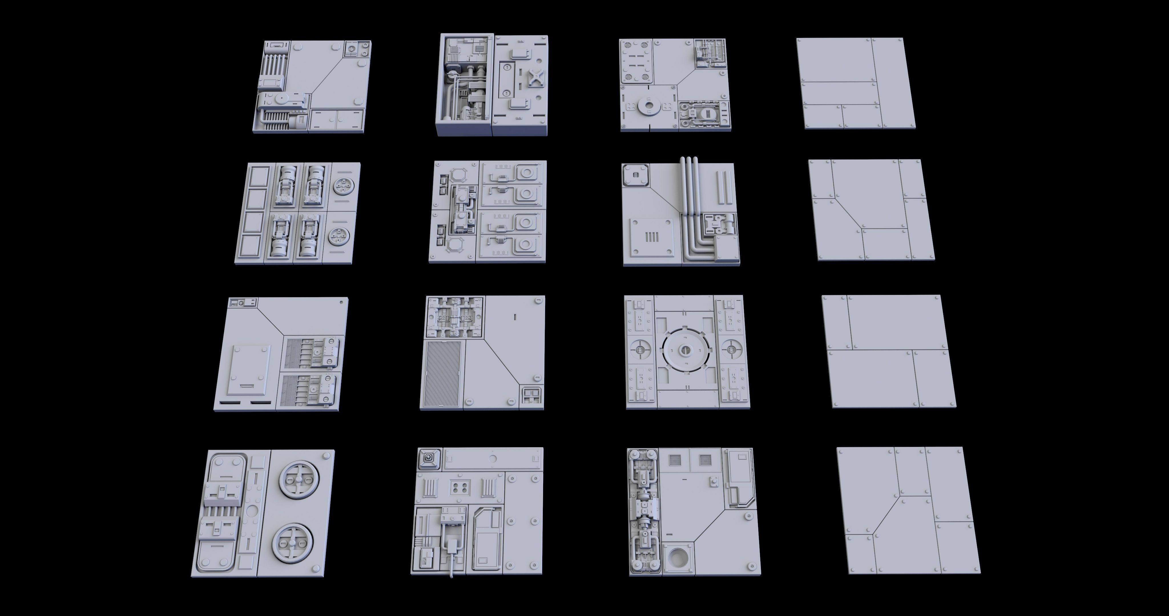 Scifi Greeble Kitbash 3D model_2