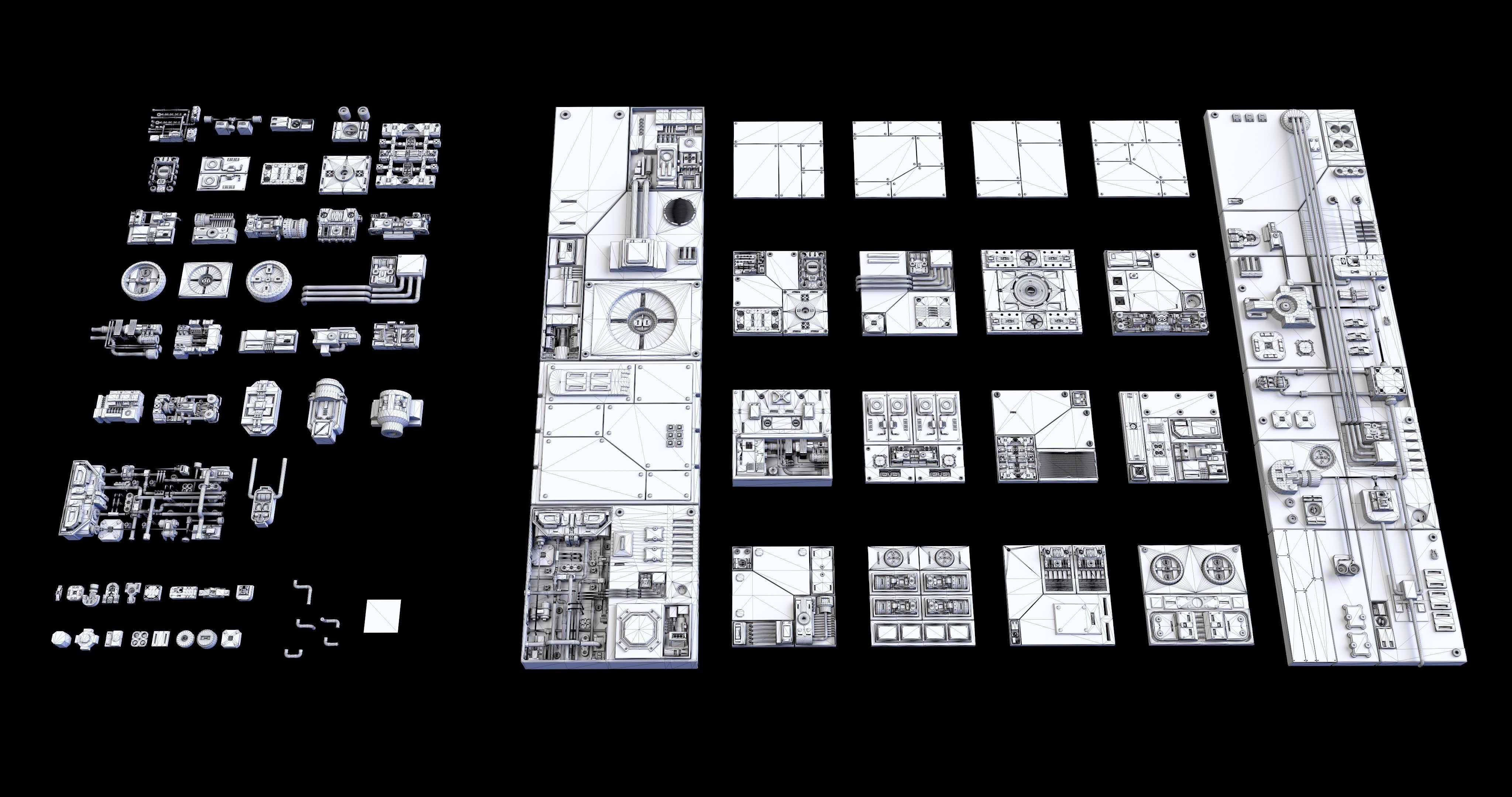 Scifi Greeble Kitbash 3D model_4