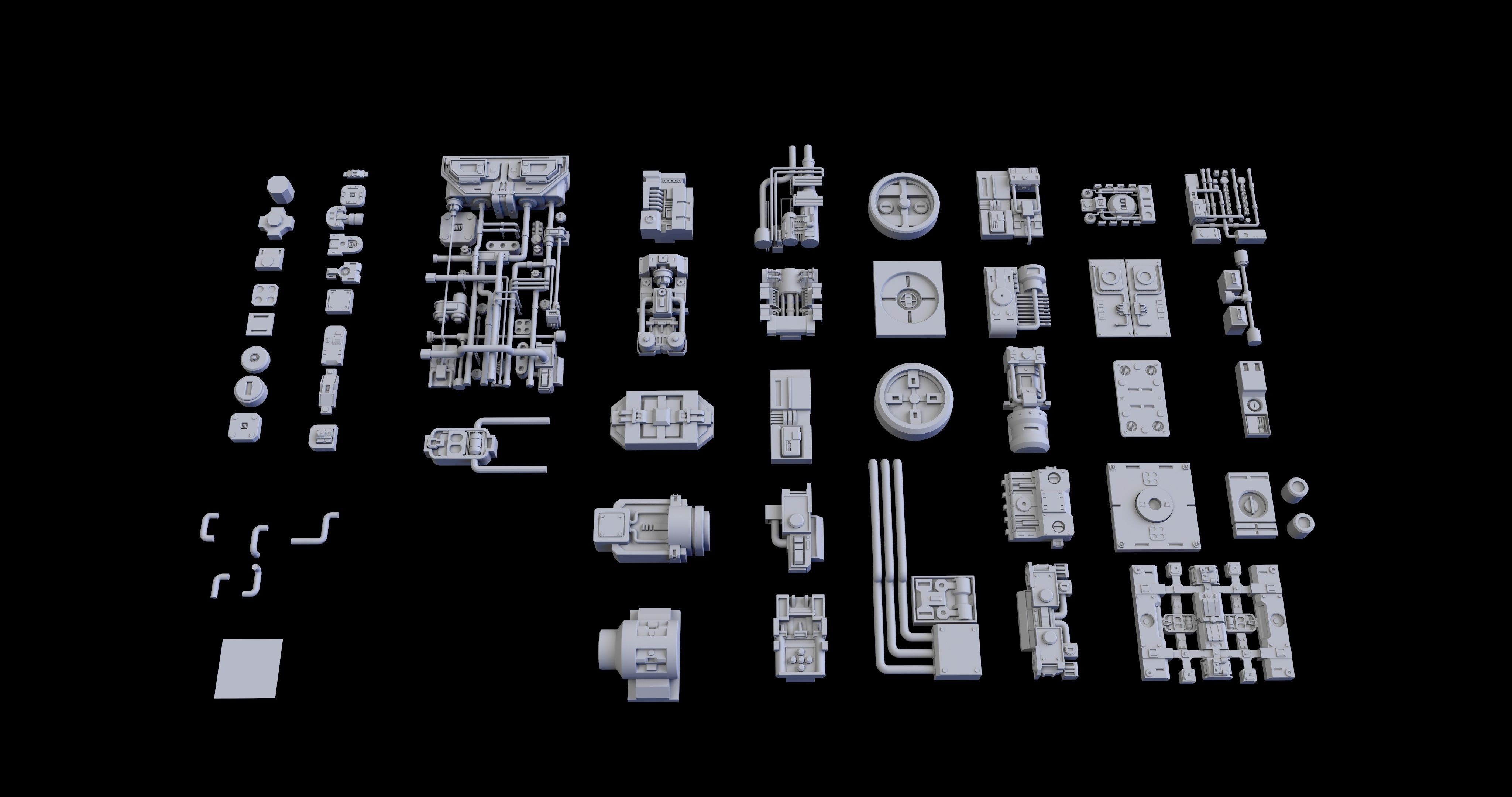 Scifi Greeble Kitbash 3D model_1