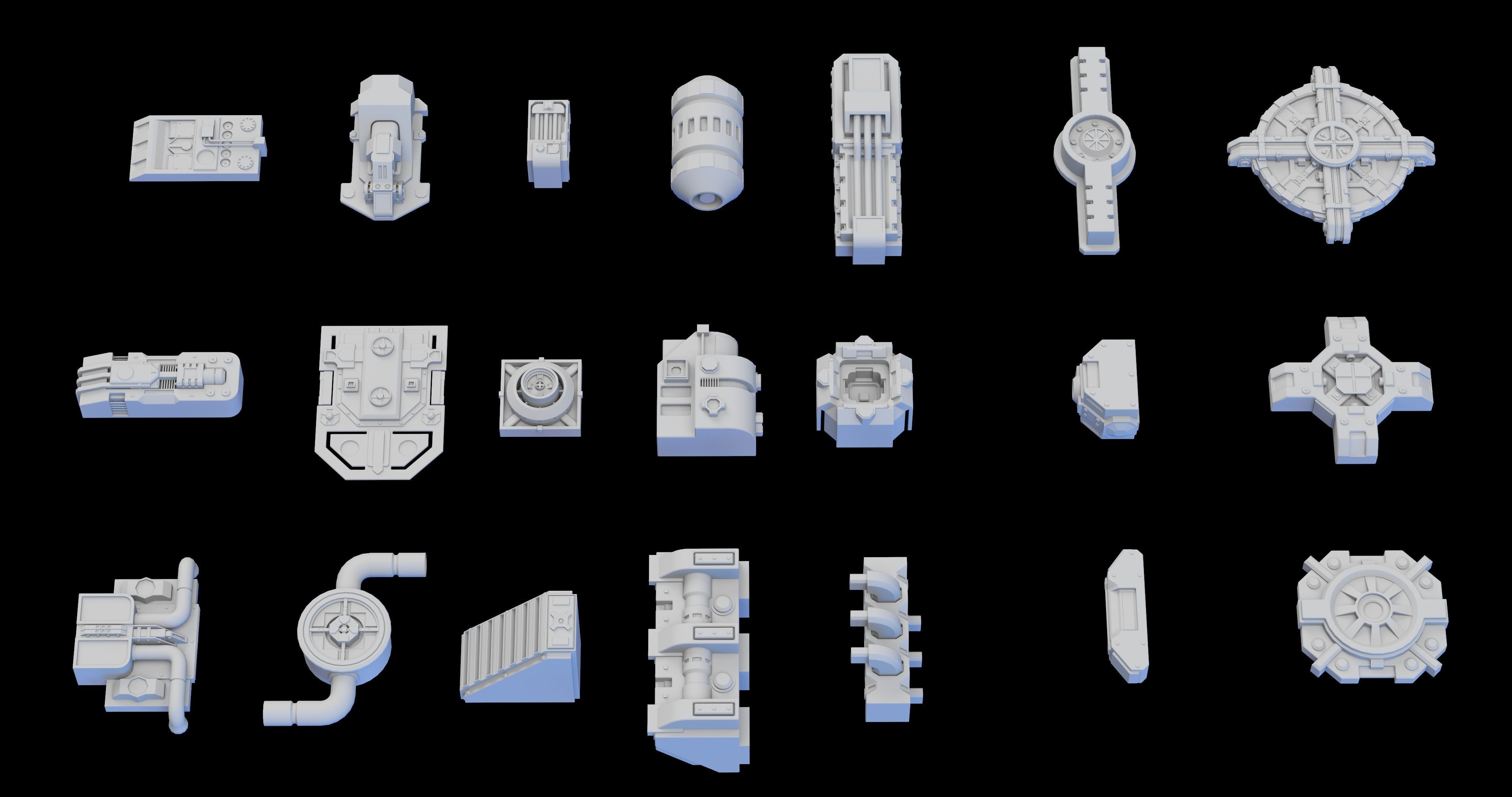 Scifi Greeble Kitbash 3D model_2