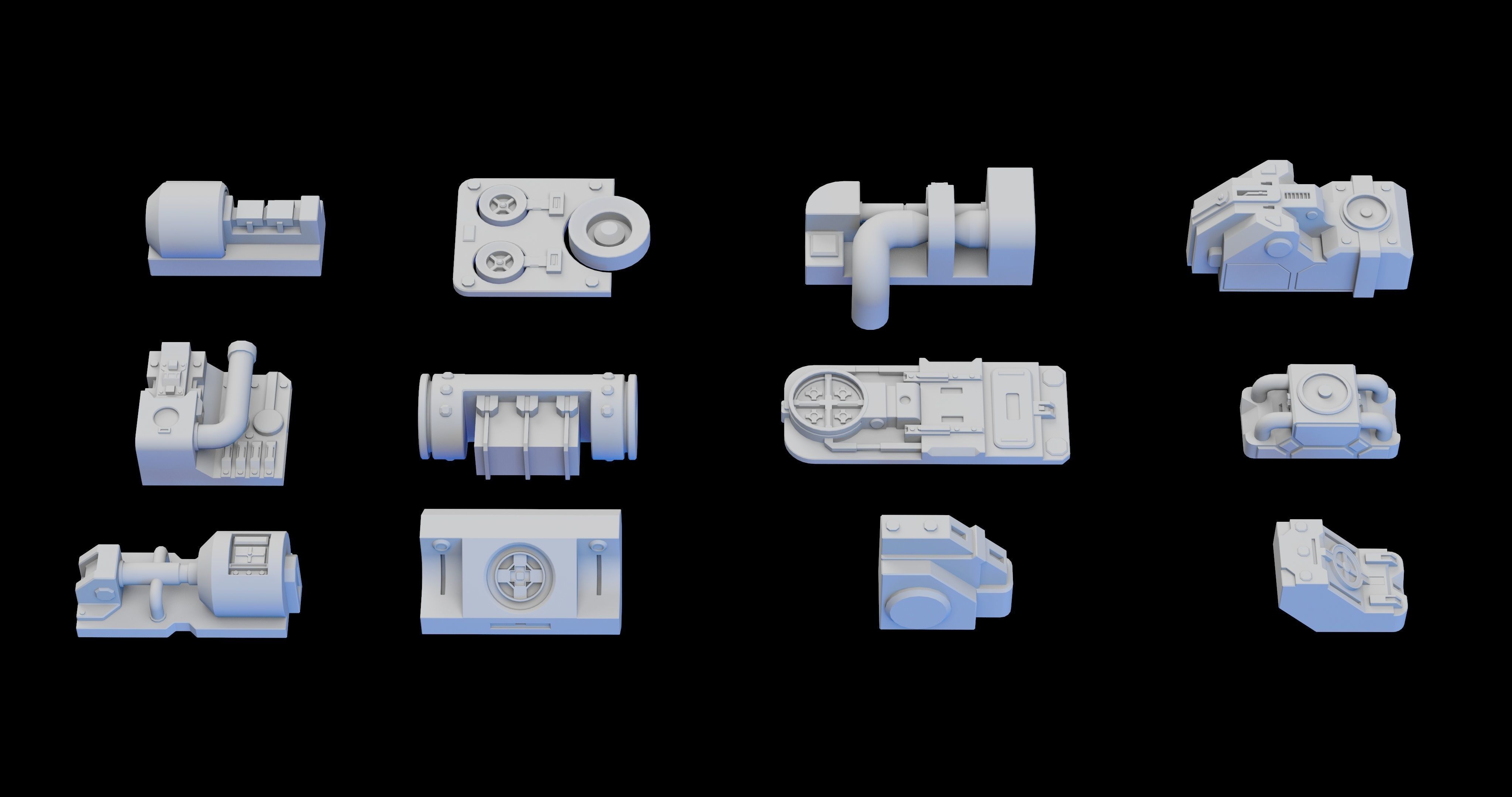 Scifi Greeble Kitbash 3D model_5