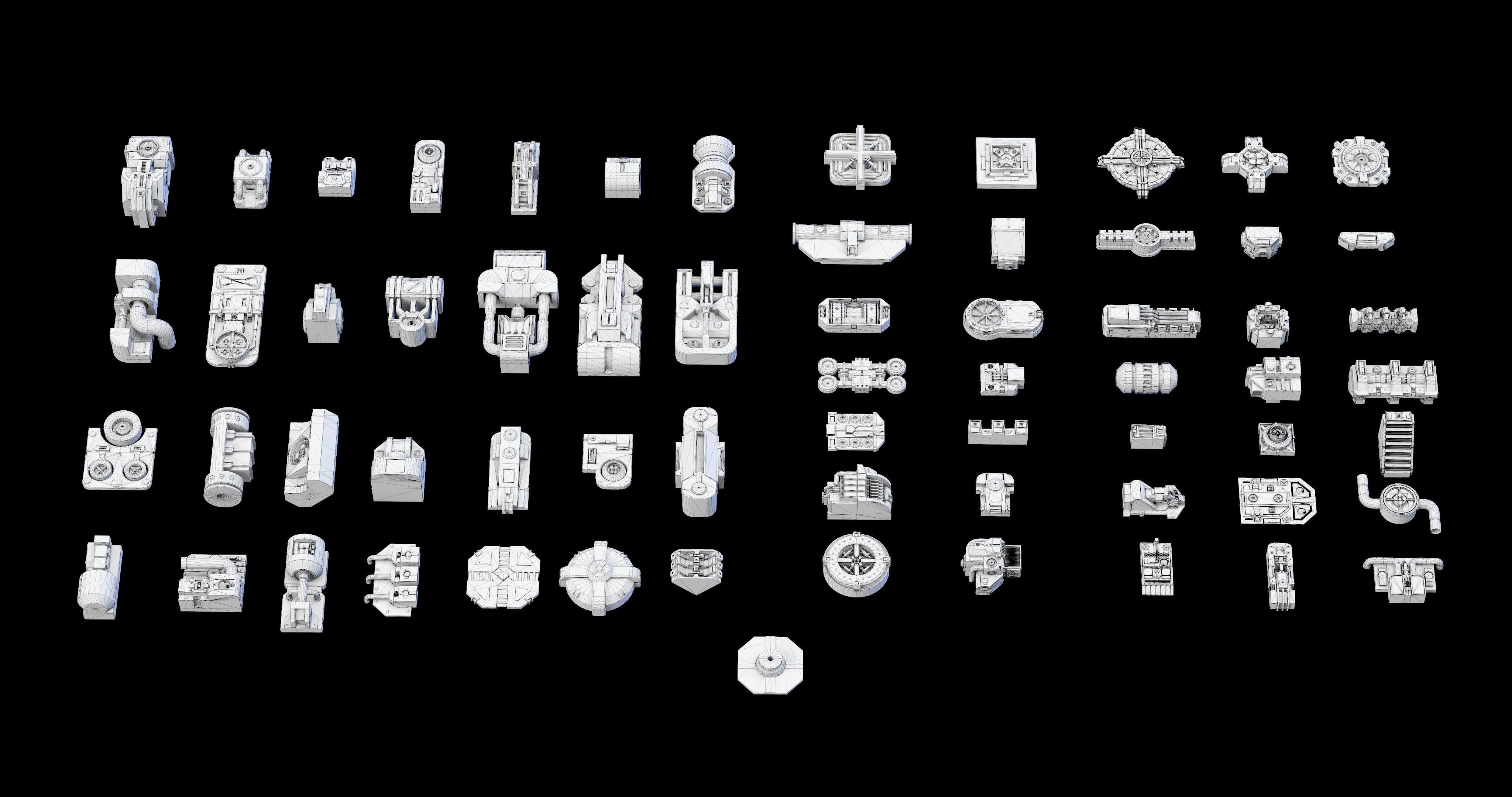 Scifi Greeble Kitbash 3D model_6