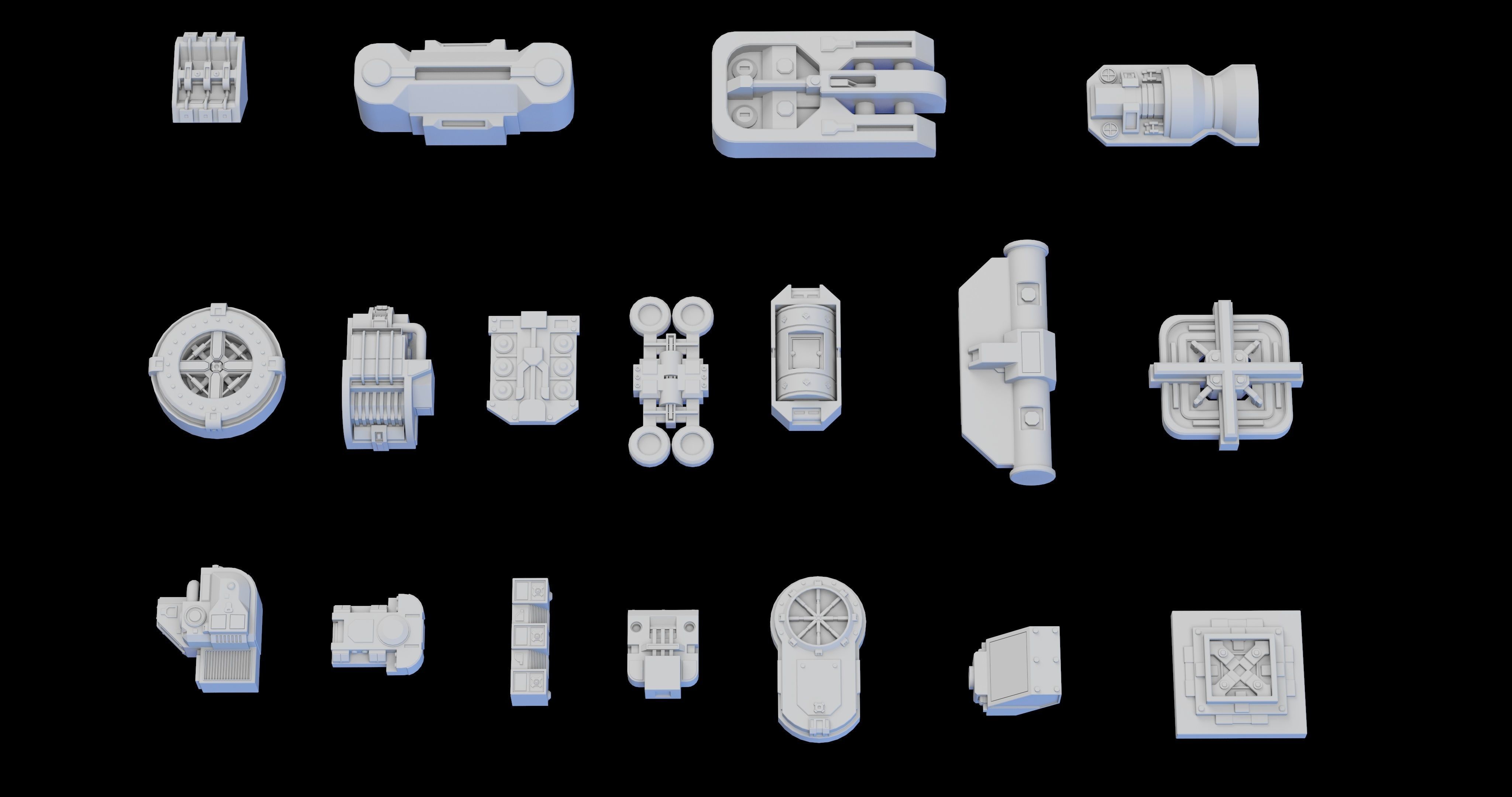 Scifi Greeble Kitbash 3D model_3