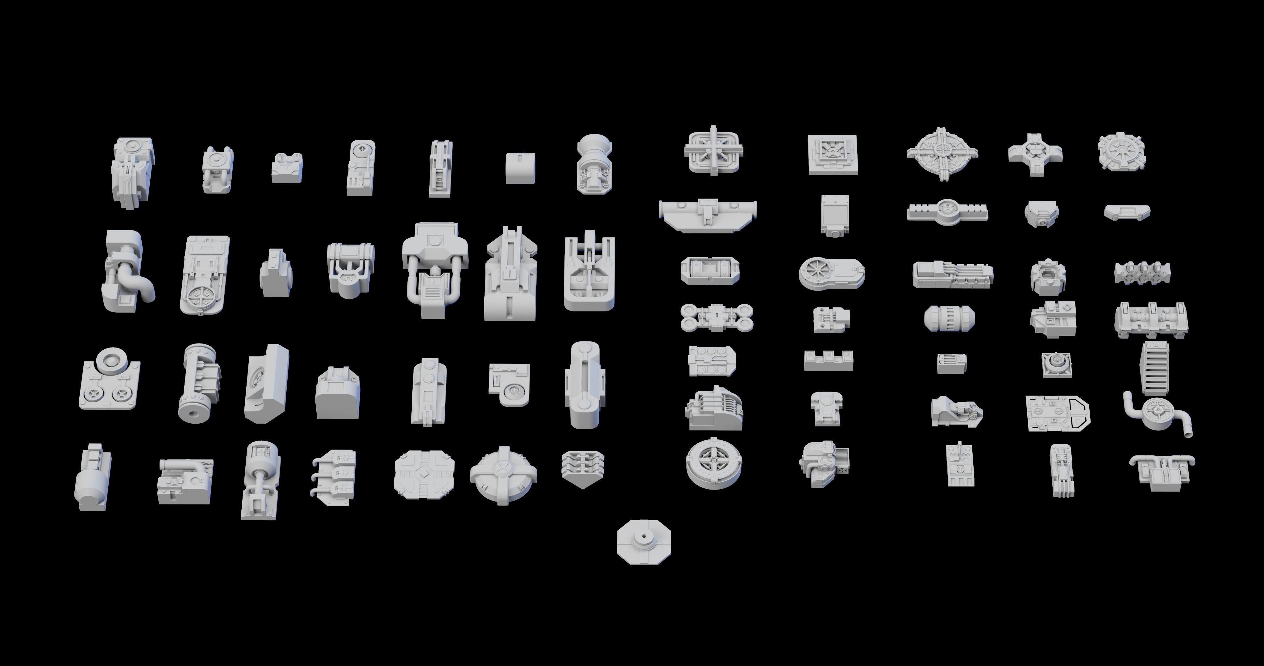 Scifi Greeble Kitbash 3D model_1